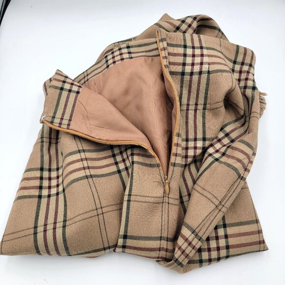 Vintage 90s,Y2k, Dark Academia Preppy Plaid Wool Blend Skirt With Fringe Details - Picture 14 of 15